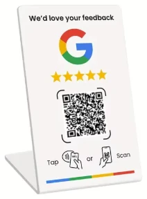 Soporte de mesa con NFC y código QR